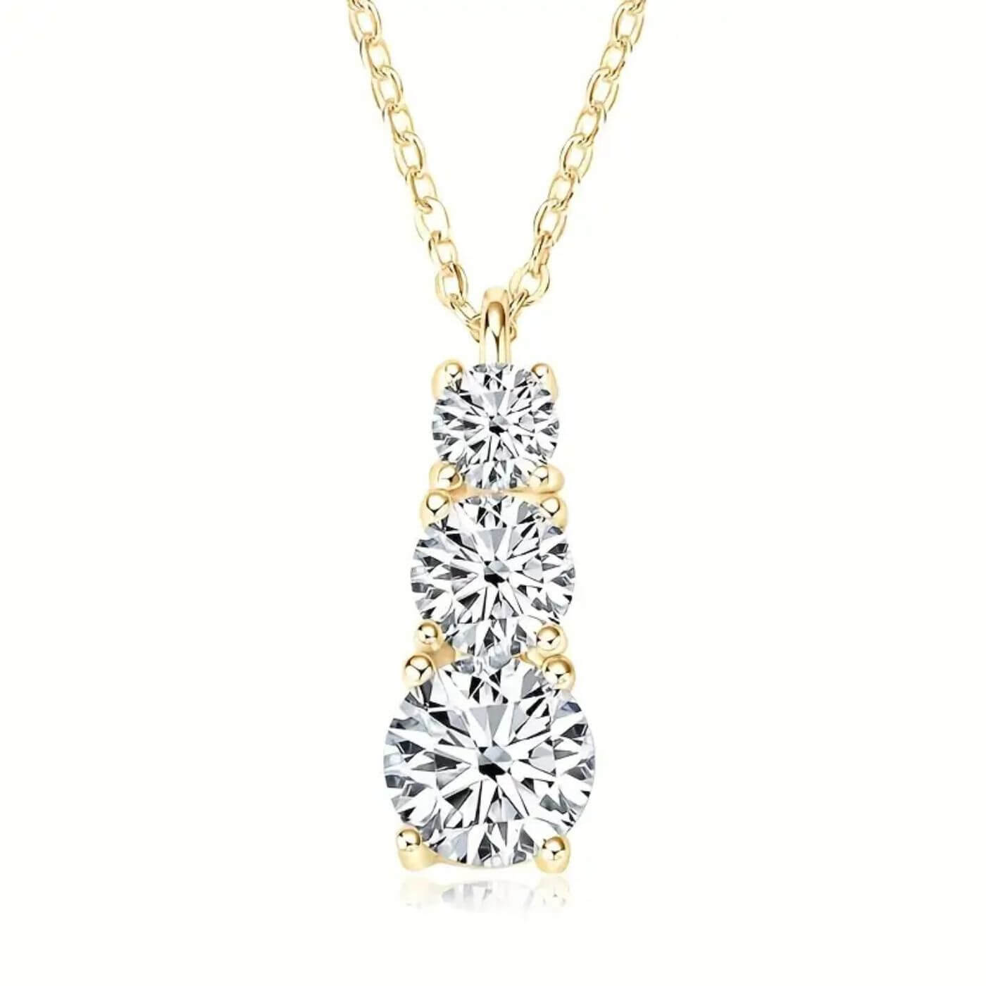 Exquisite Crystal Three-Stone Necklace