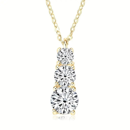 Exquisite Crystal Three-Stone Necklace