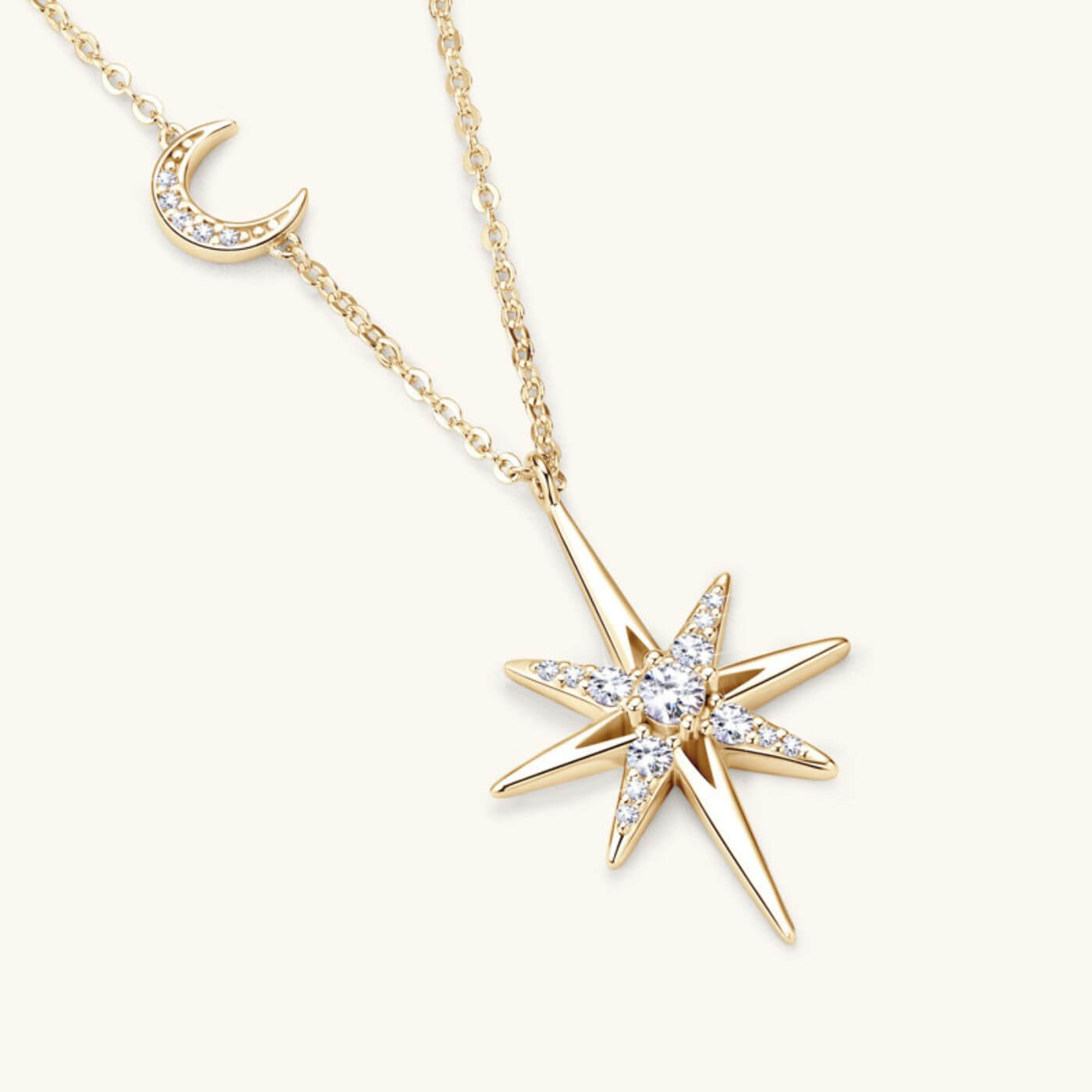 Exquisite Diamond-Style Star Pendant Necklace