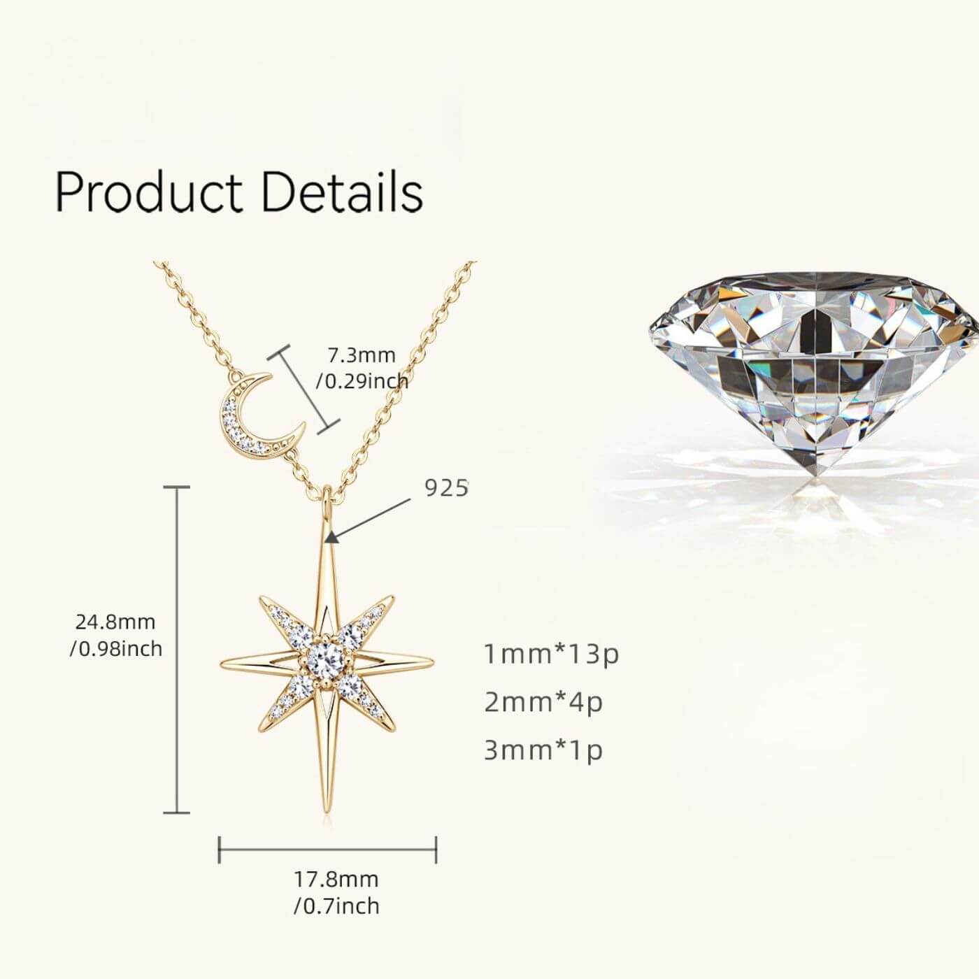 Exquisite Diamond-Style Star Pendant Necklace