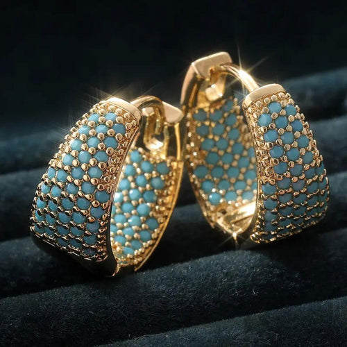 Exquisite Gold Beaded Hoop Earrings