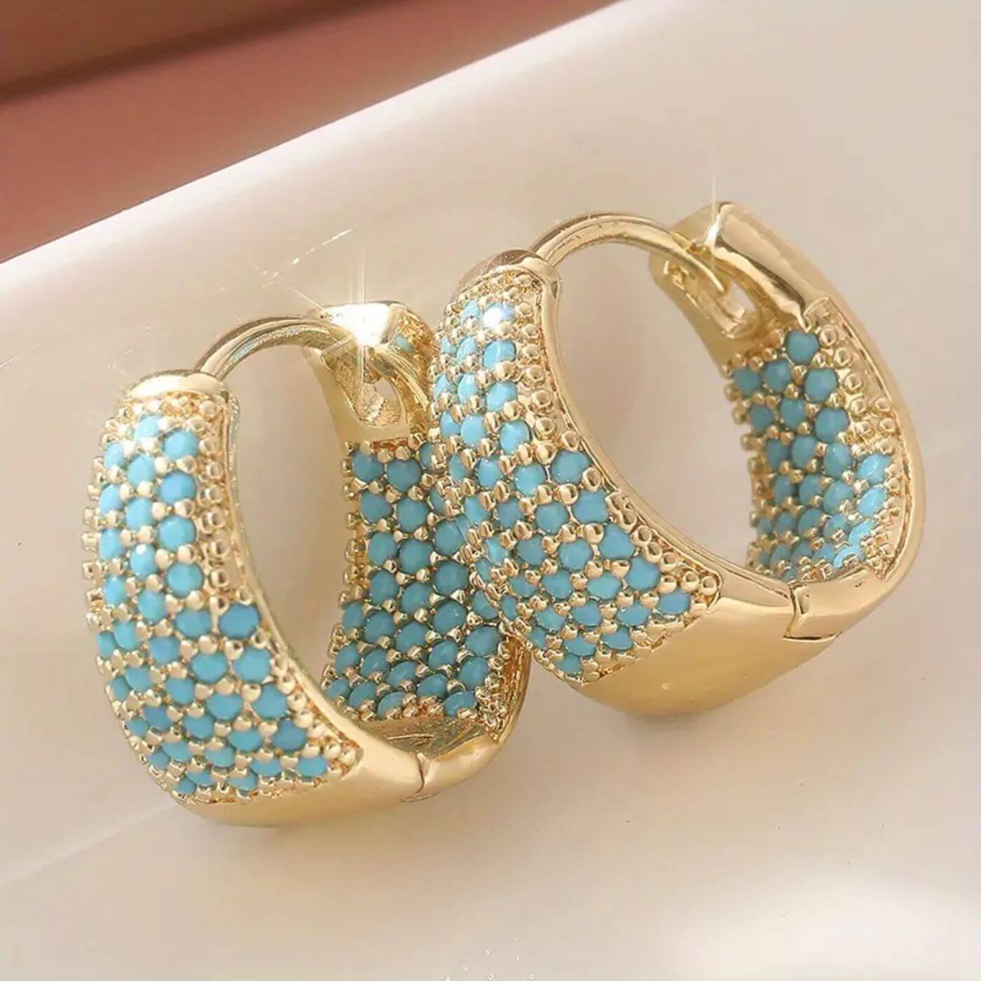 Exquisite Gold Beaded Hoop Earrings