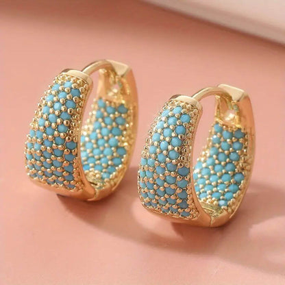 Exquisite Gold Beaded Hoop Earrings