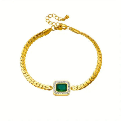 Exquisite Gold Emerald Charm Bracelet