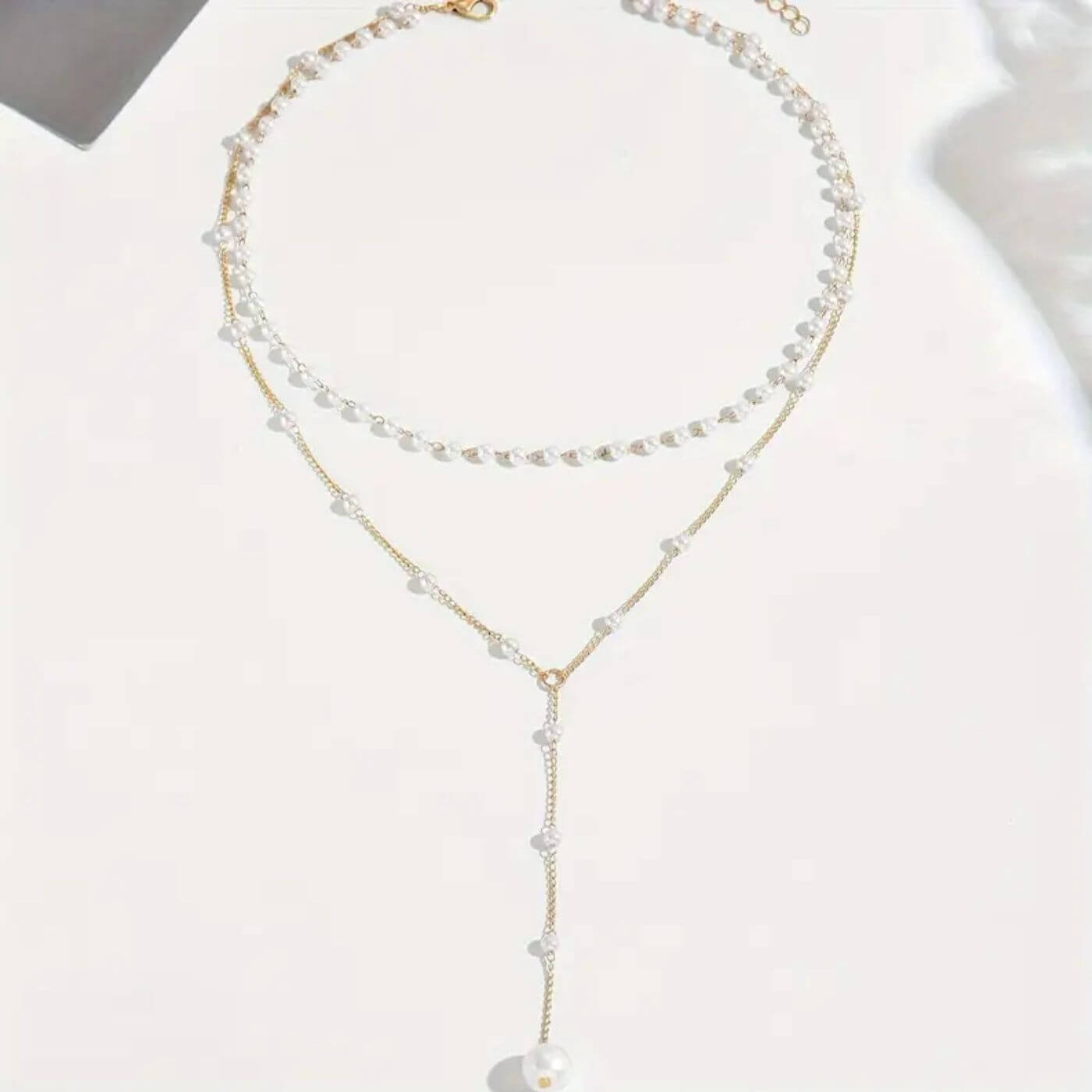 Exquisite Gold Pearl Y-Chain Necklace