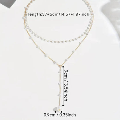 Exquisite Gold Pearl Y-Chain Necklace