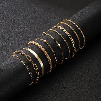 Exquisite Gold Plated Chain Bracelet Set