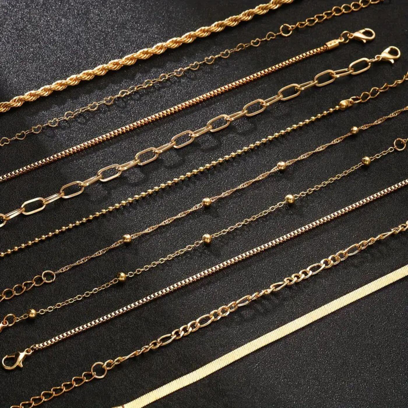 Exquisite Gold Plated Chain Bracelet Set