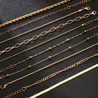Exquisite Gold Plated Chain Bracelet Set