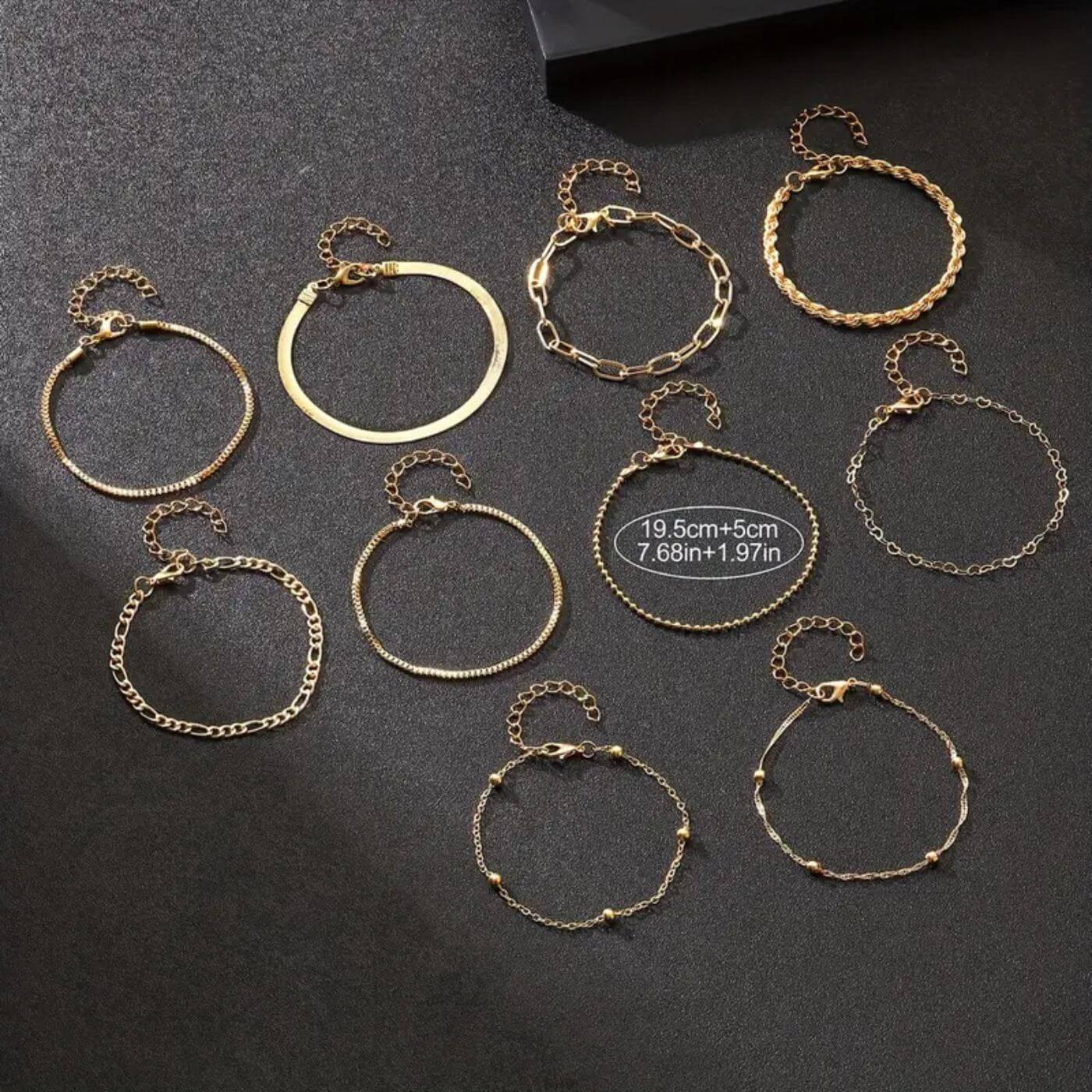 Exquisite Gold Plated Chain Bracelet Set