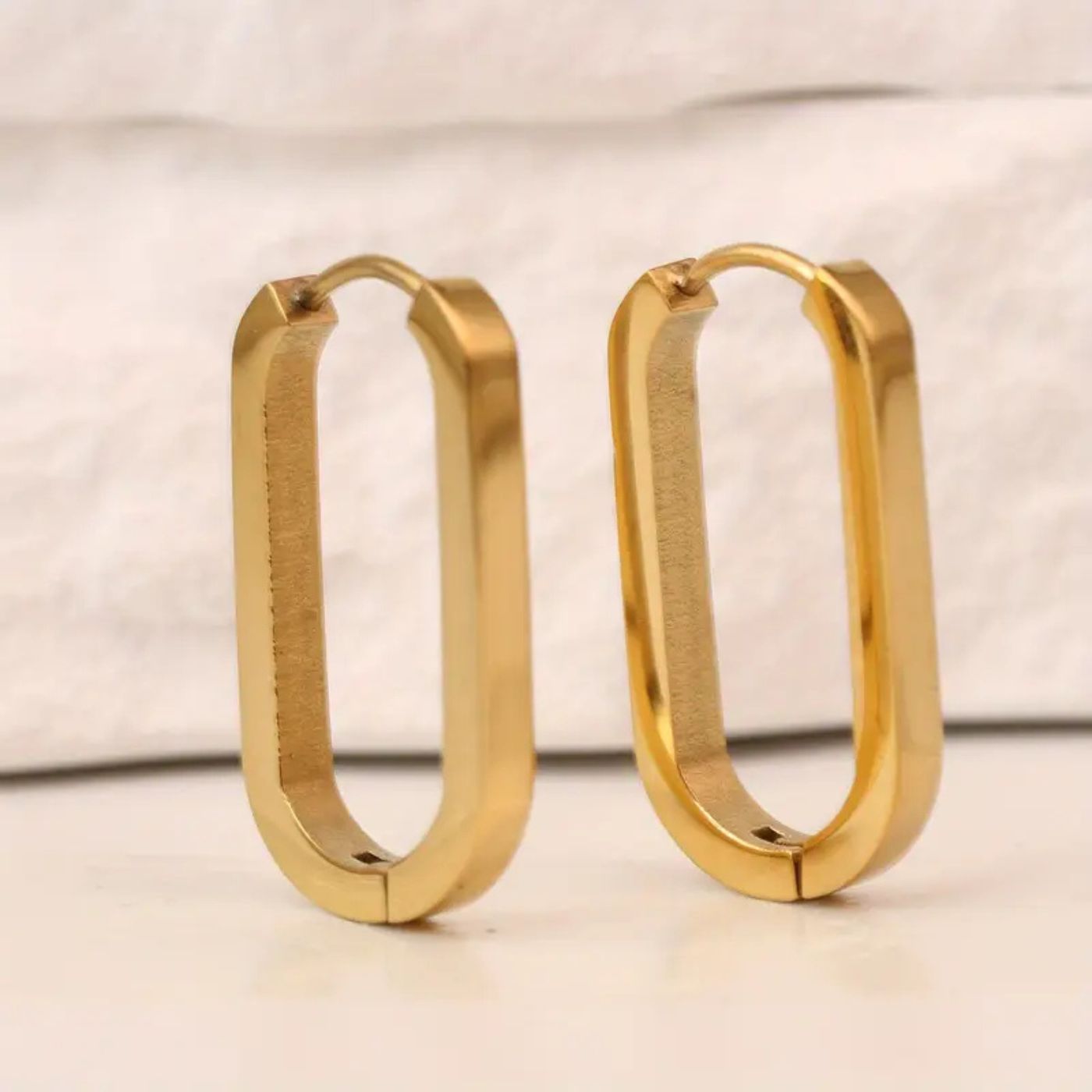 Exquisite Golden Geometric Hoop Earrings