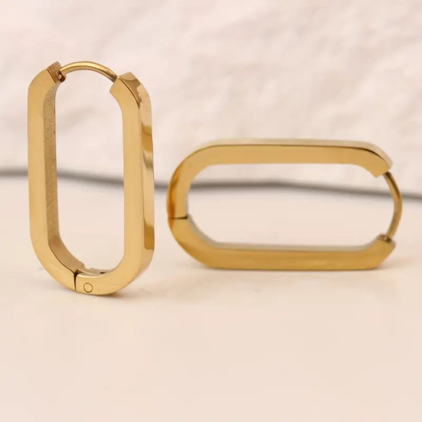 Exquisite Golden Geometric Hoop Earrings