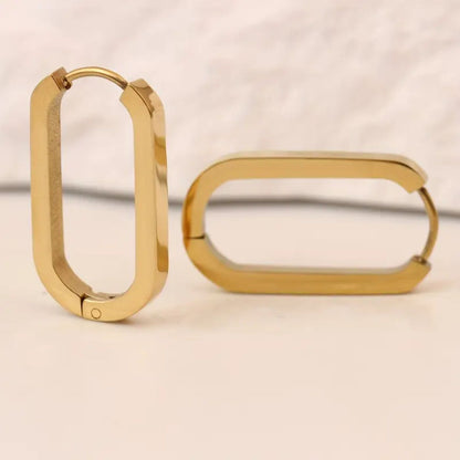Exquisite Golden Geometric Hoop Earrings