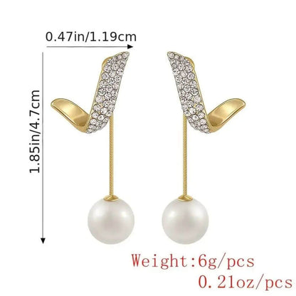 Exquisite Golden Pearl Drop Earrings