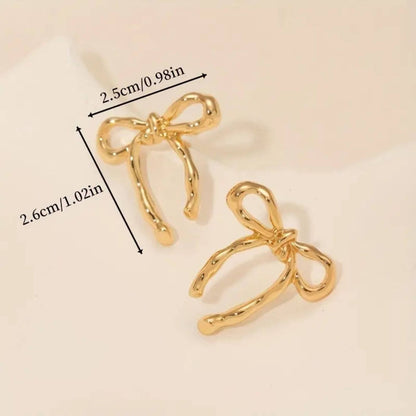Exquisite Golden Ribbon Stud Earrings