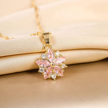 Exquisite Rose Crystal Blossom Necklace