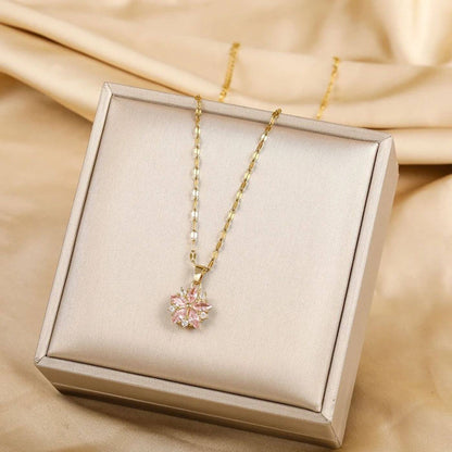 Exquisite Rose Crystal Blossom Necklace