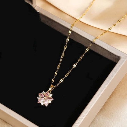 Exquisite Rose Crystal Blossom Necklace