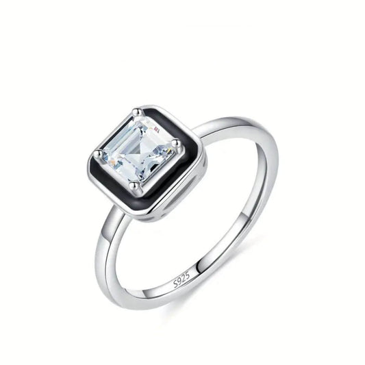 Exquisite Sterling Silver Enamel Ring
