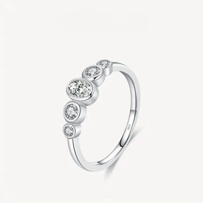 Exquisite Sterling Silver Five-Stone Ring