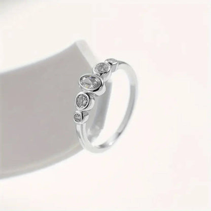 Exquisite Sterling Silver Five-Stone Ring