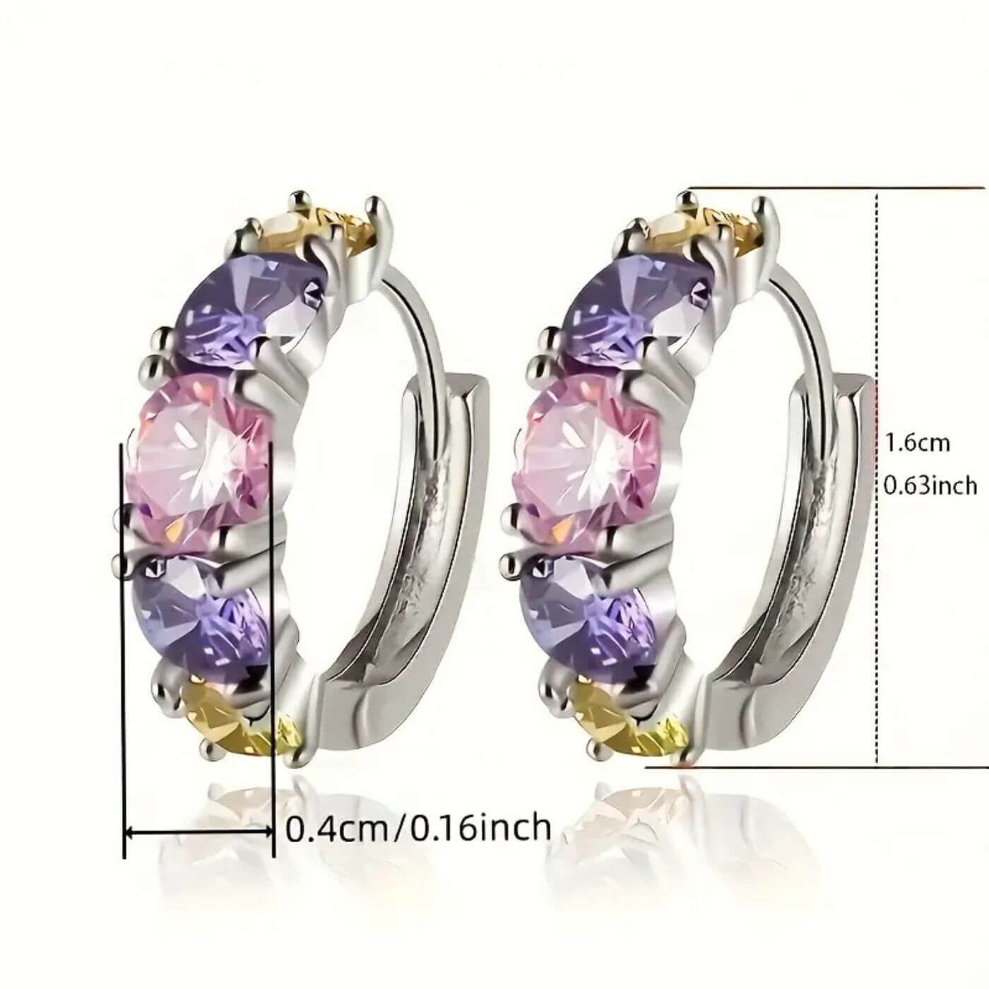 Exquisite Violet Pink Crystal Hoop Earrings
