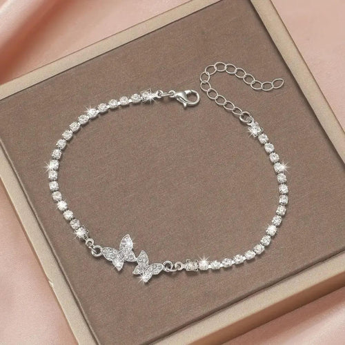 Exquisite Zirconia Butterfly Charm Bracelet