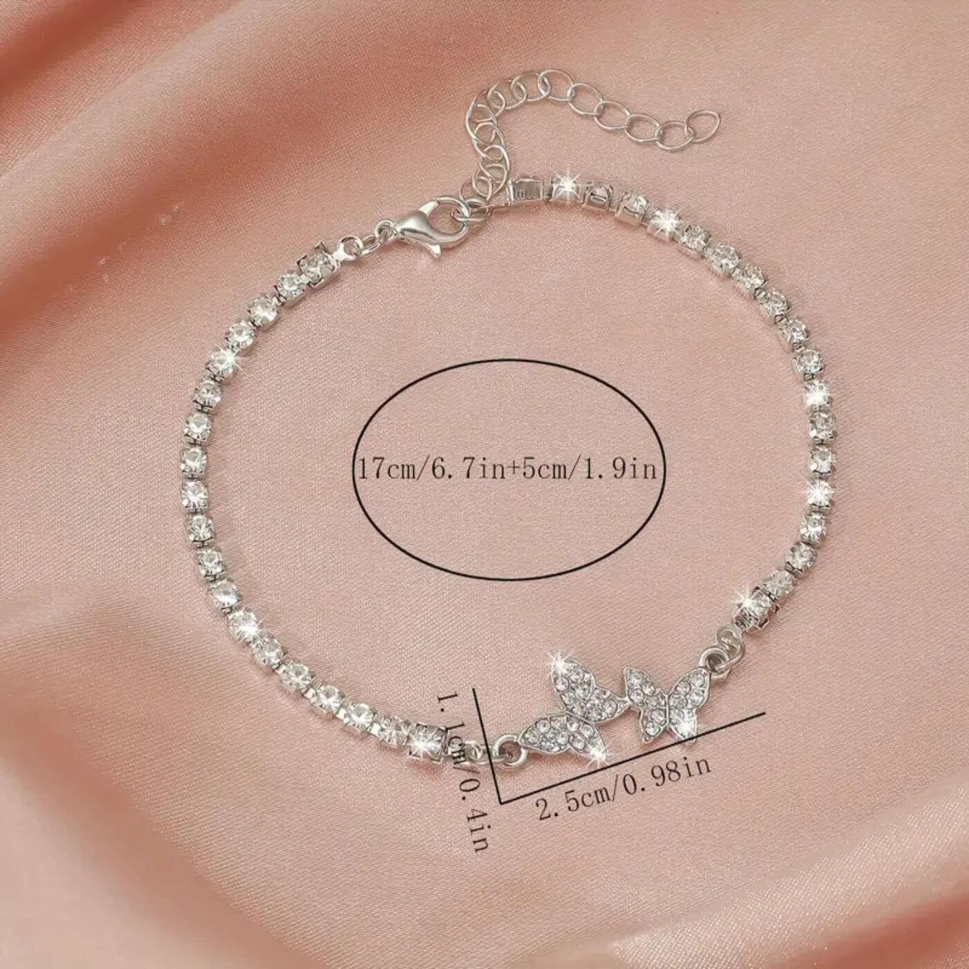 Exquisite Zirconia Butterfly Charm Bracelet