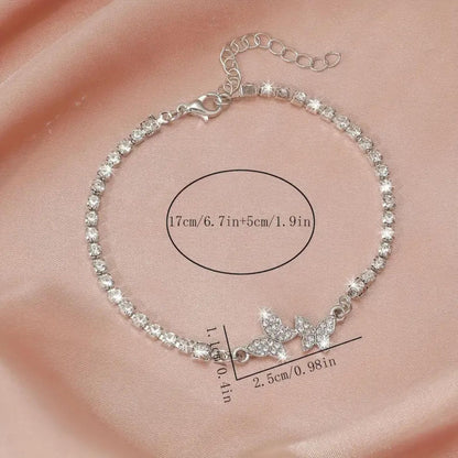 Exquisite Zirconia Butterfly Charm Bracelet