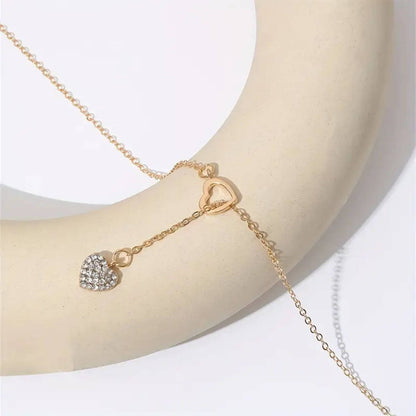 Exquisite Zirconia Double Heart Necklace