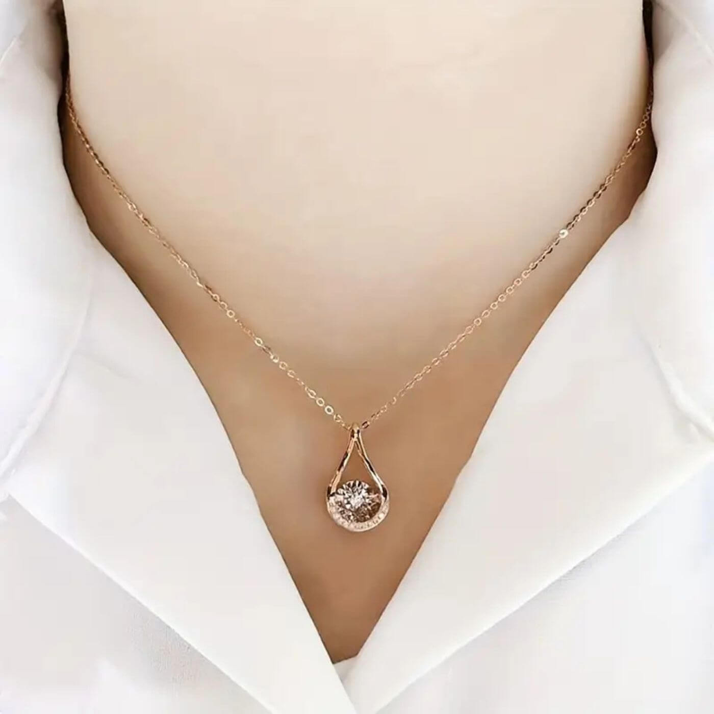 Exquisite Zirconia Drop Pendant Necklace