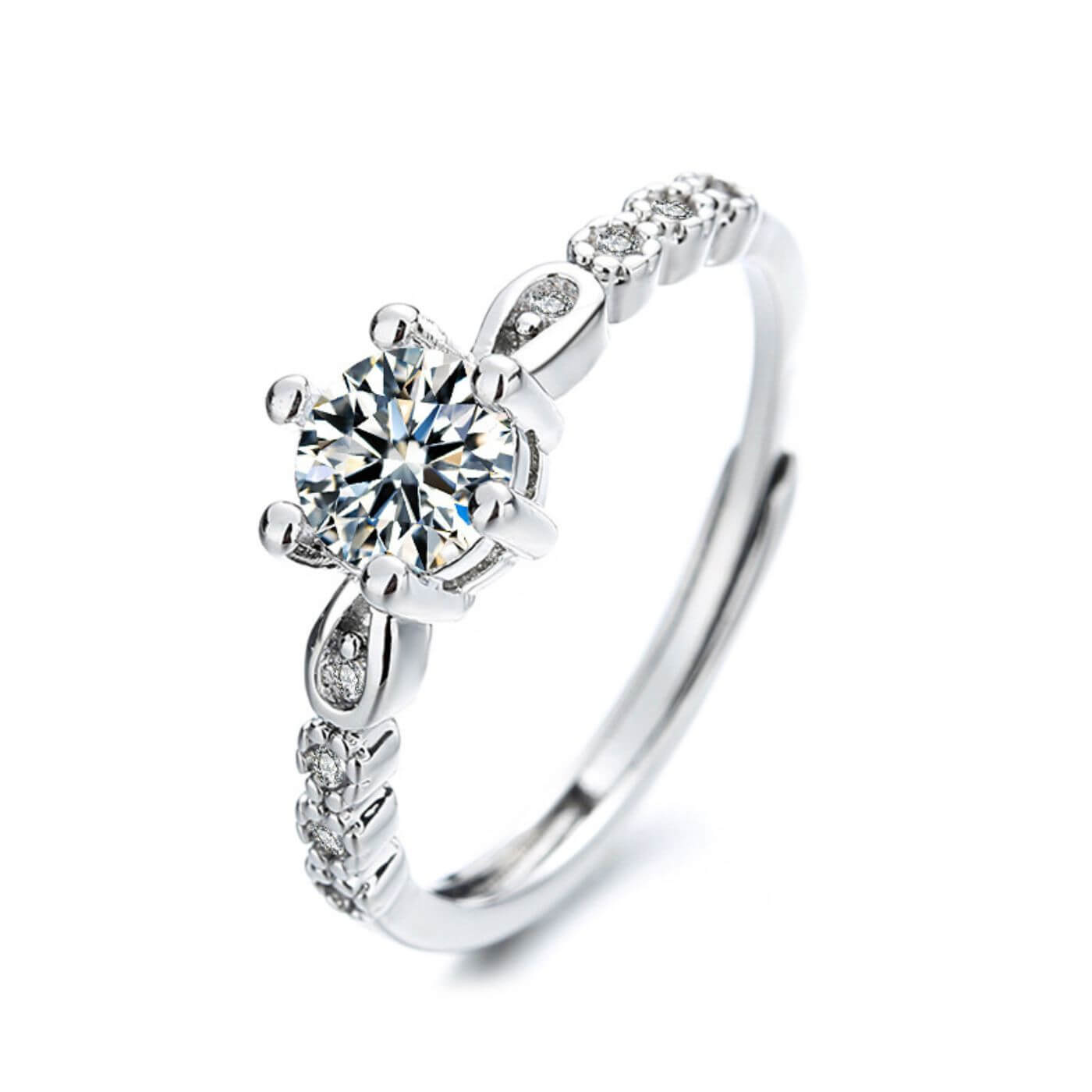 Exquisite Zirconia Adjustable Floral Accent Ring