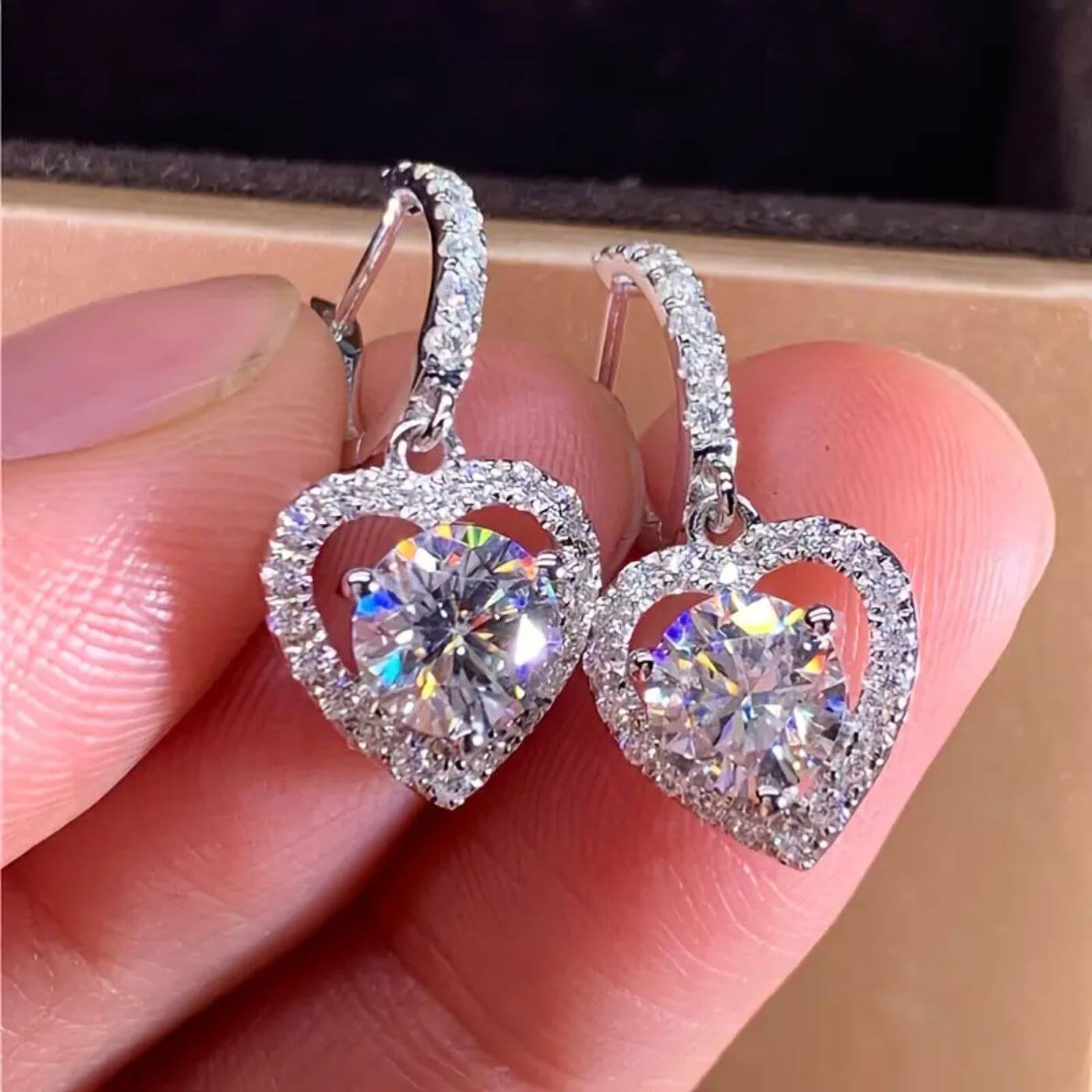 Exquisite Zirconia Heart Drop Earrings