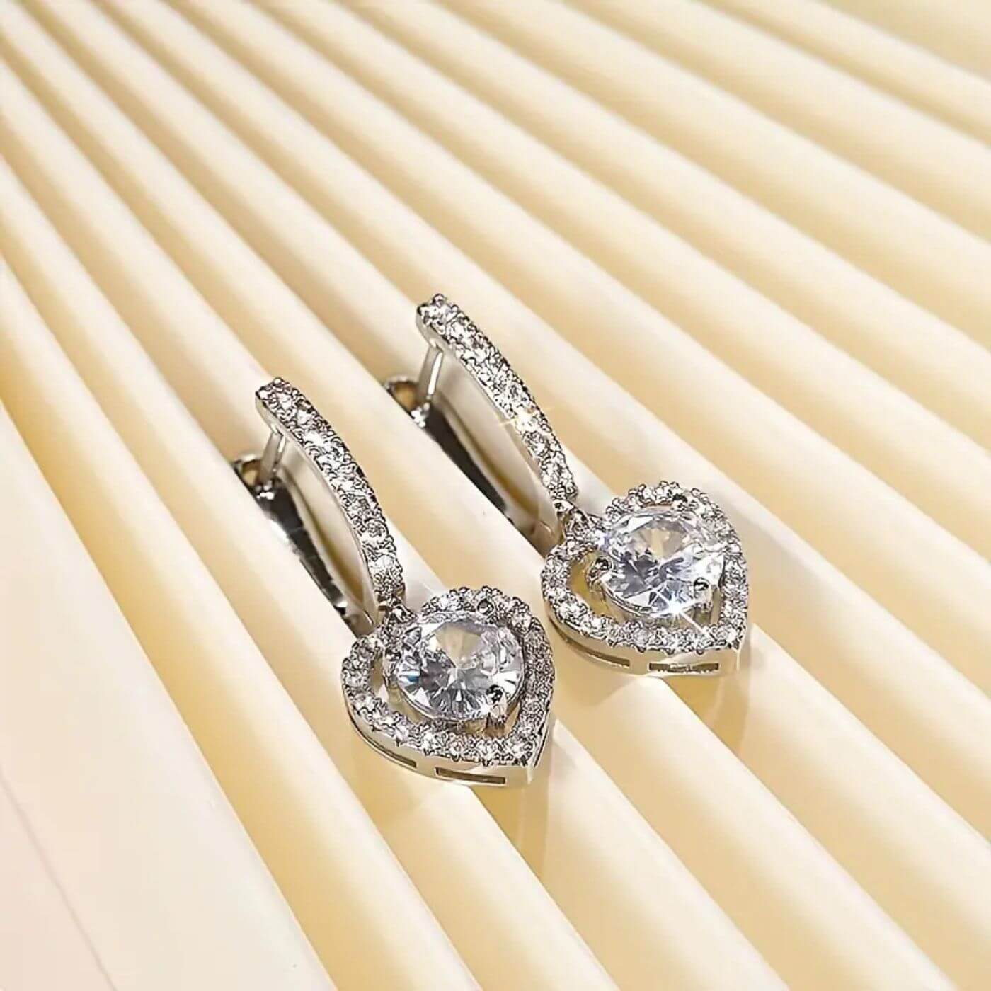 Exquisite Zirconia Heart Drop Earrings