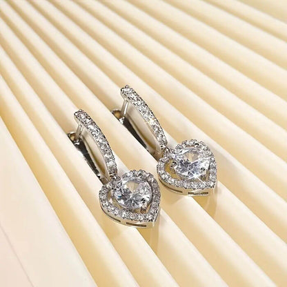 Exquisite Zirconia Heart Drop Earrings
