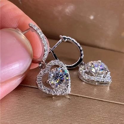 Exquisite Zirconia Heart Drop Earrings
