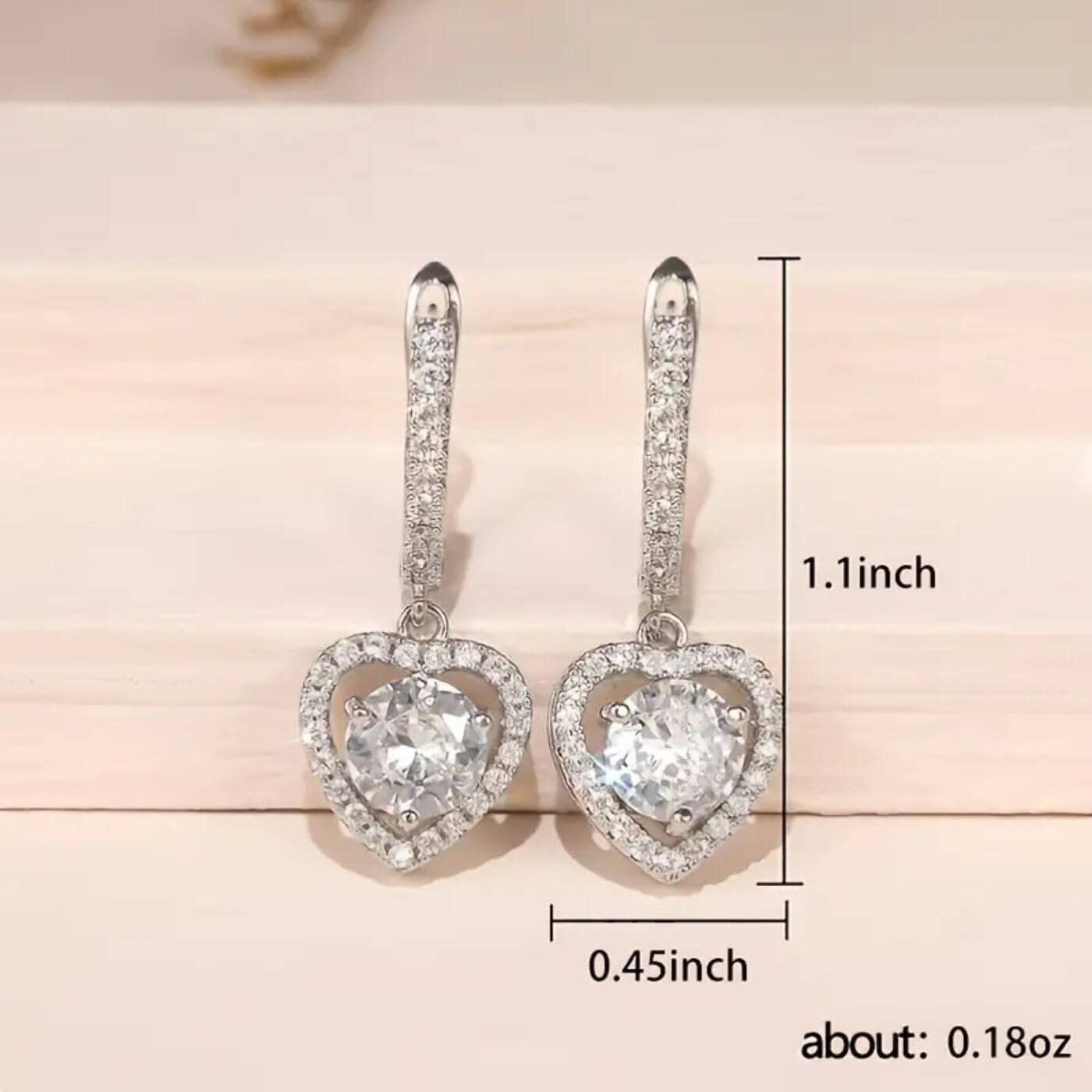 Exquisite Zirconia Heart Drop Earrings