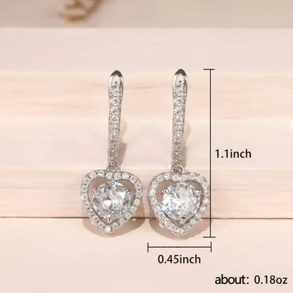 Exquisite Zirconia Heart Drop Earrings