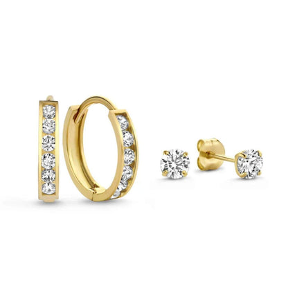 Exquisite Zirconia Hoop and Stud Earrings Set