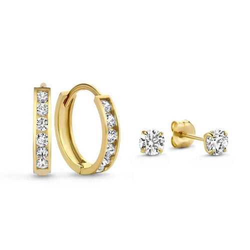Exquisite Zirconia Hoop and Stud Earrings Set