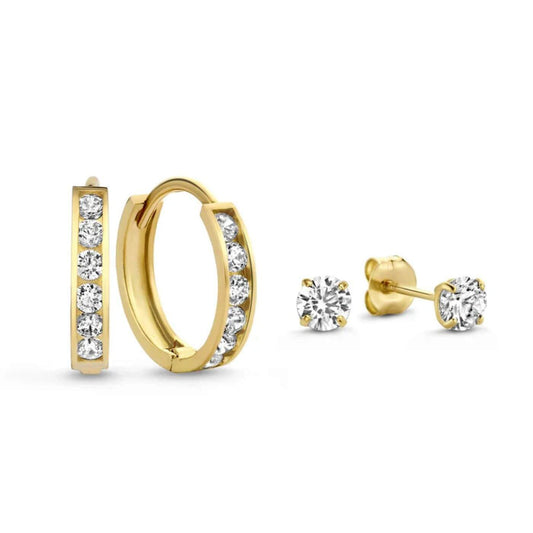 Exquisite Zirconia Hoop and Stud Earrings Set