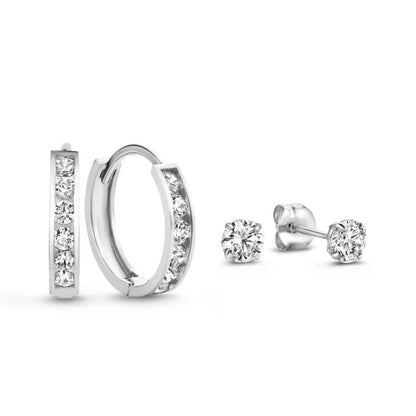 Exquisite Zirconia Hoop and Stud Earrings Set
