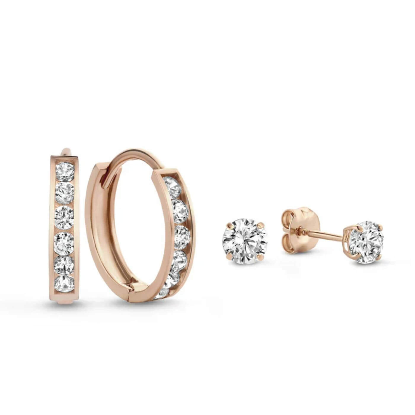 Exquisite Zirconia Hoop and Stud Earrings Set