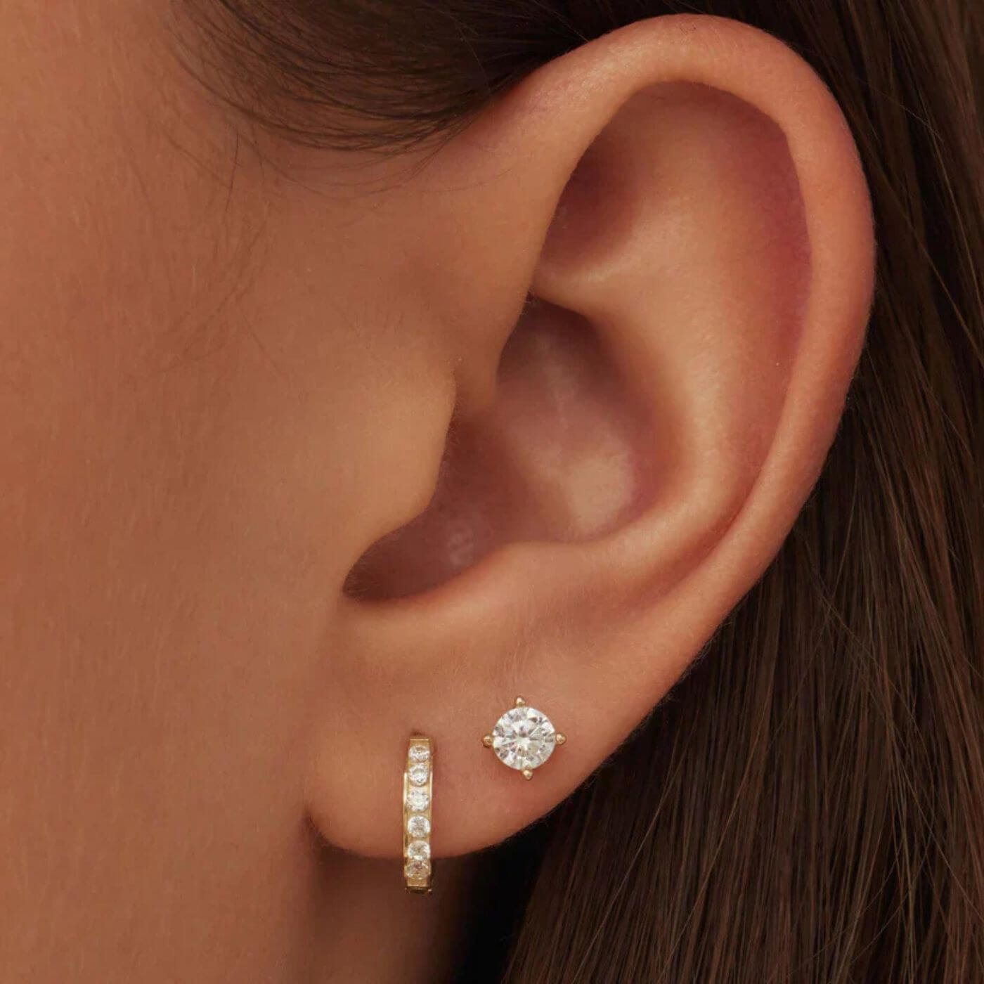 Exquisite Zirconia Hoop and Stud Earrings Set