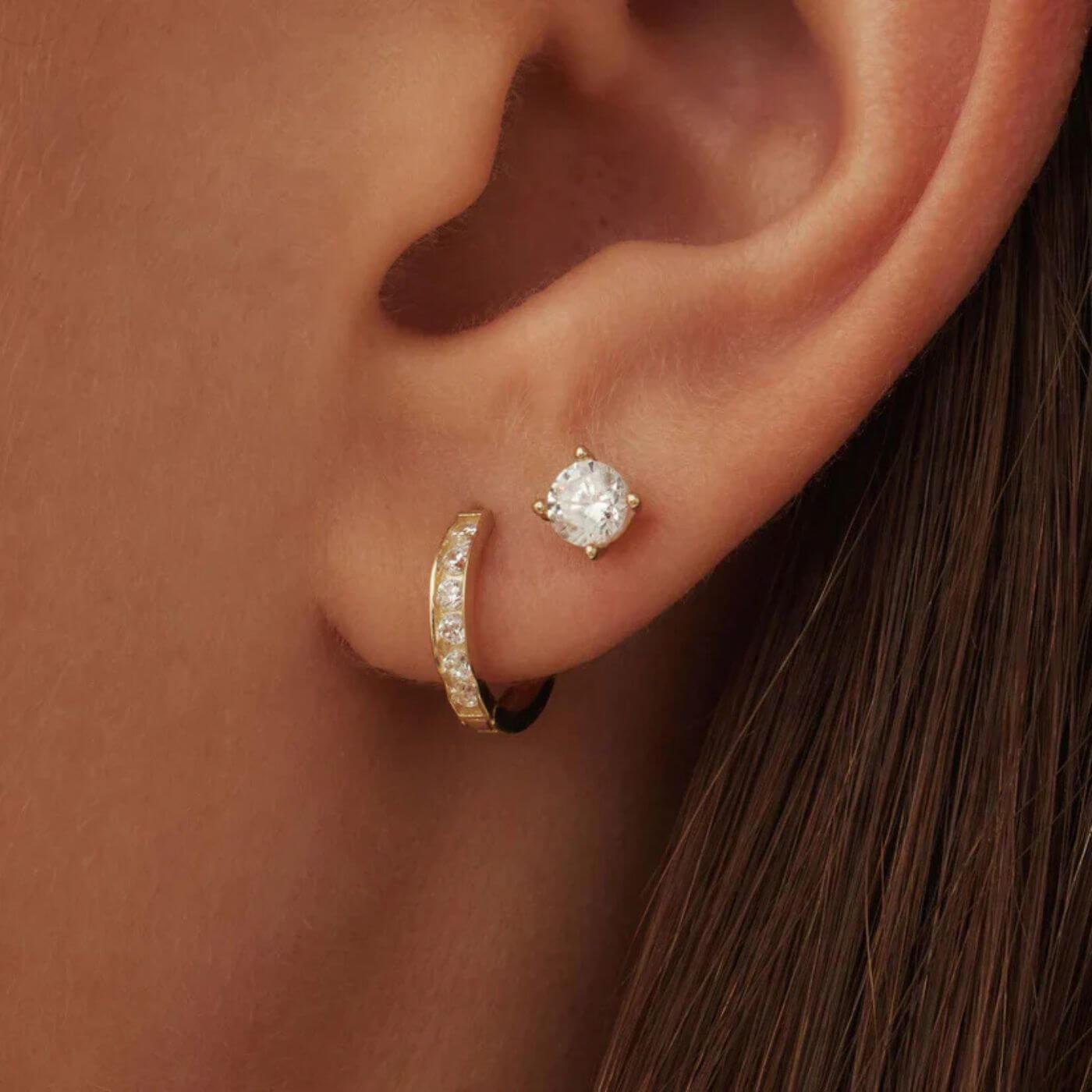 Exquisite Zirconia Hoop and Stud Earrings Set