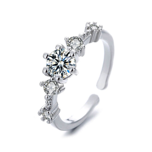 Exquisite Zirconia Multi-Stone Adjustable Open Ring