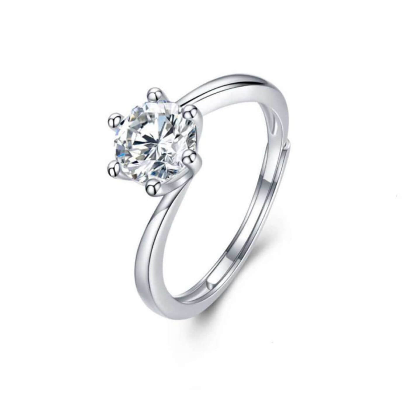 Exquisite Zirconia Solitaire Adjustable Engagement Ring