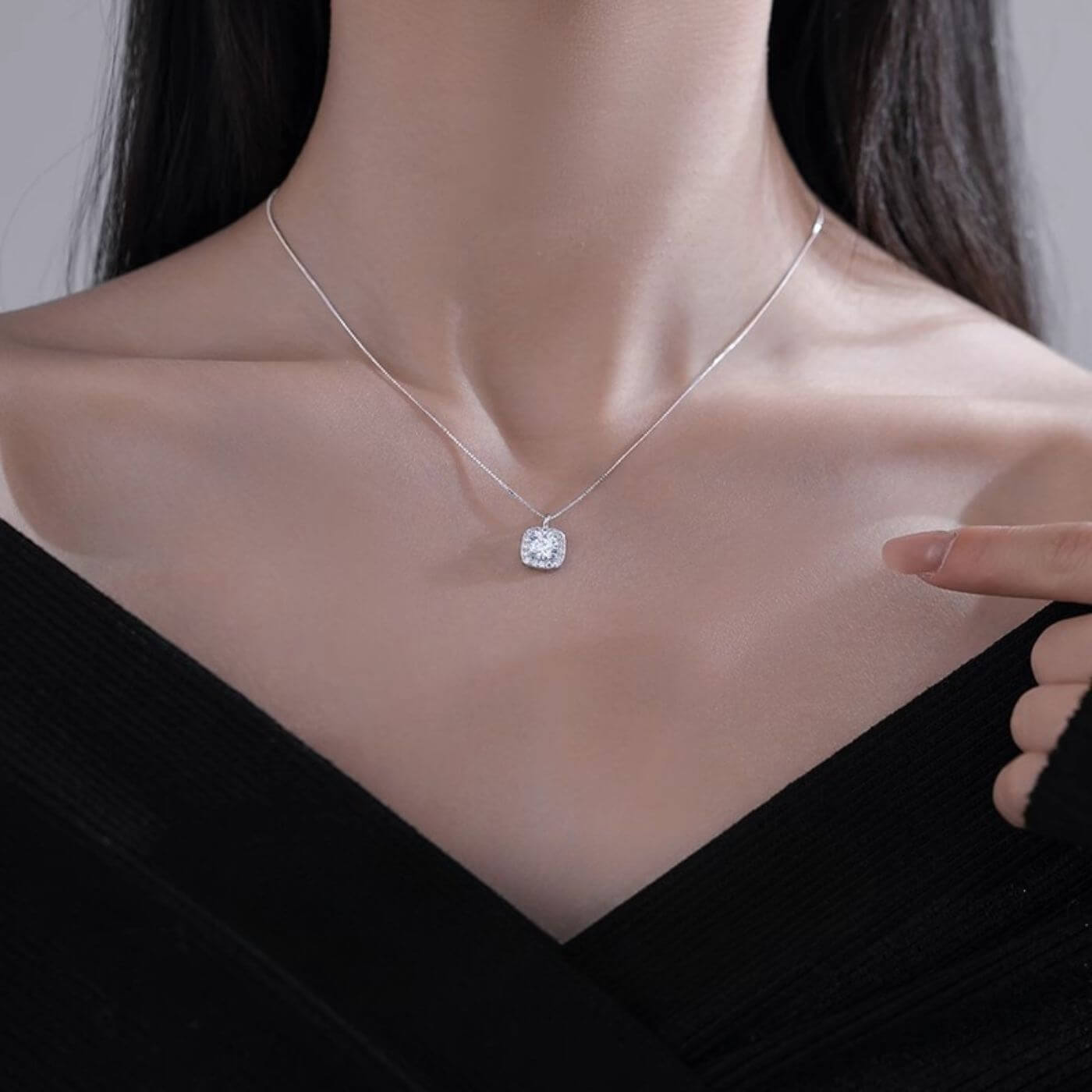 Exquisite Zirconia Square Necklace