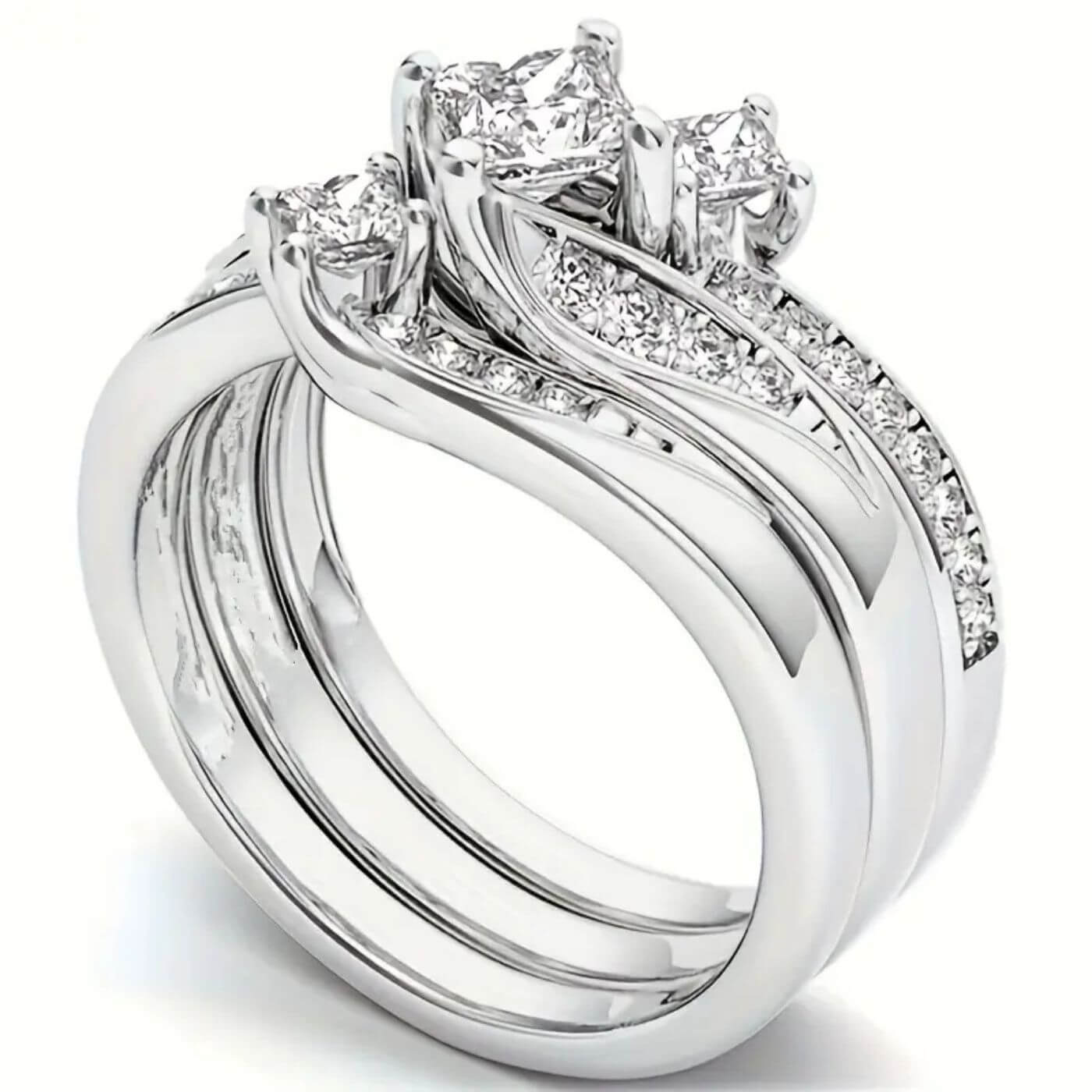 Exquisite Diamond-Inspired Bridal Ring Set