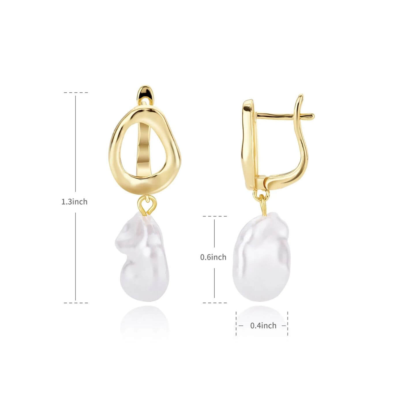Gold Baroque Pearl Dangling Earrings